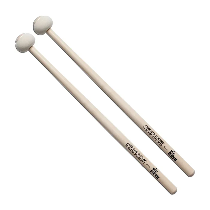 Vic Firth T4 American Custom Ultra Staccato Timpani Mallets – Hard – White Felt – Hickory