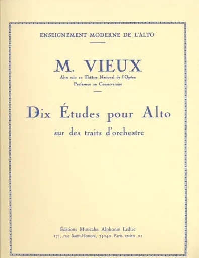 Vieux: 10 Etudes sur des Traits d’Orchestre (viola)