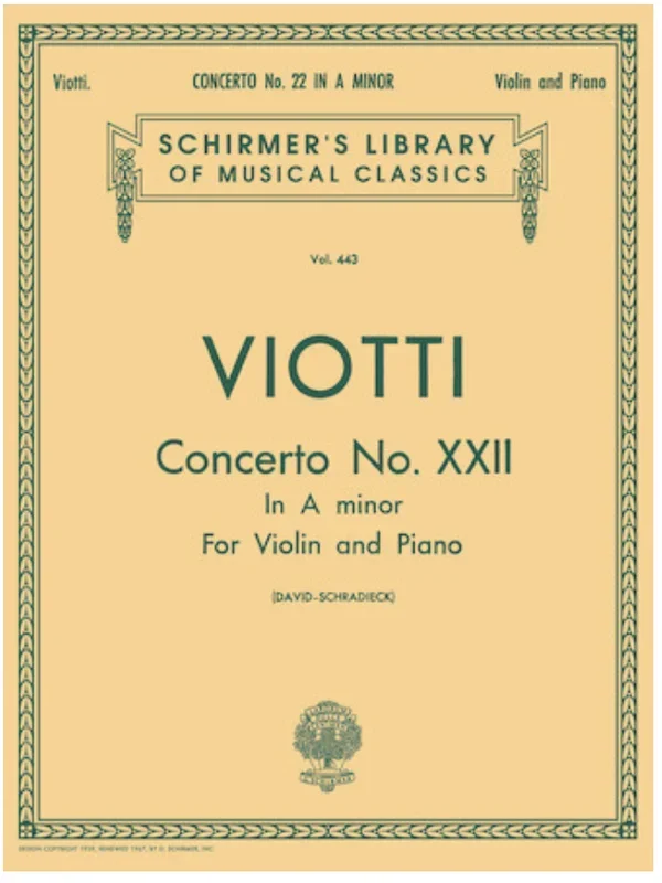 Viotti, G.B.: Concerto #22 in a minor (violin & piano) SCHIRMER