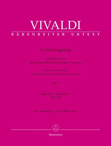 Vivaldi: La Stravaganza, 12 concertos, op 4, Volume 2 (violin, piano) Barenreiter