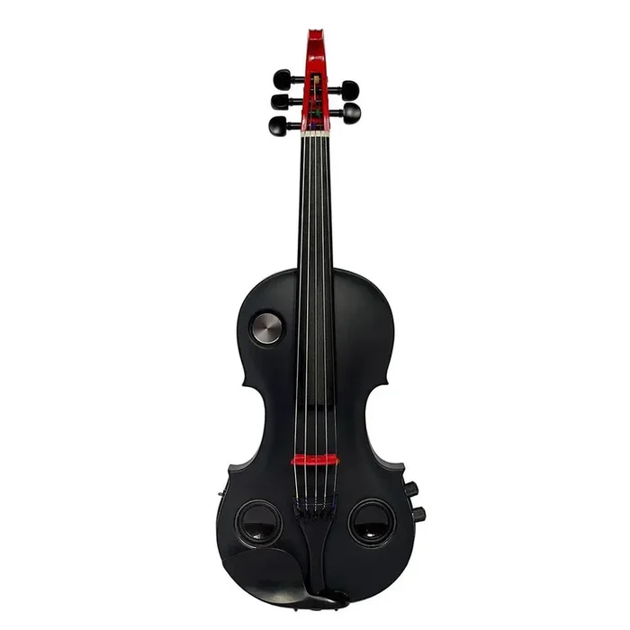 Volta Violinatron V5-R violín híbrido de 5 cuerdas con parlantes incorporados y reverberación, negro y rojo