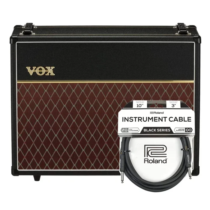 Vox V212C 2×12″ Speaker Cabinet w/Celestion G12M Greenback Speakers Cable Bundle