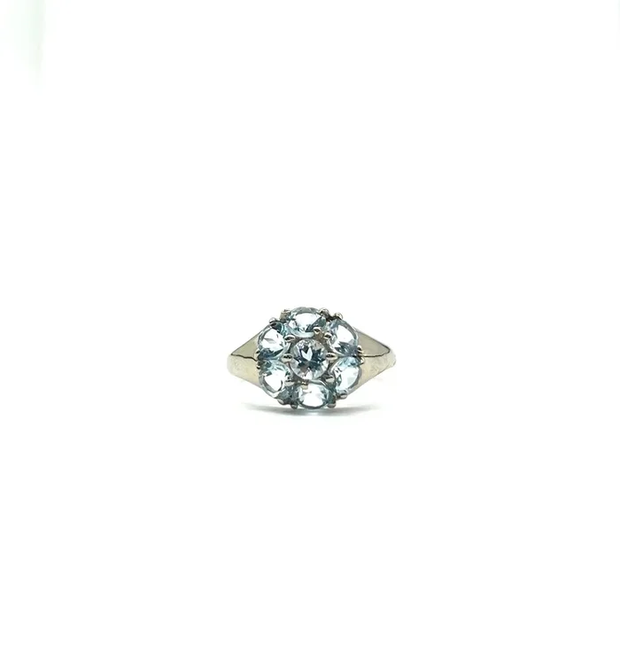 White Gold Aquamarine Cluster Ring
