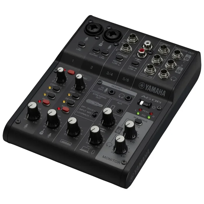 Yamaha AG06 Mk2 Live Streaming Mixer and USB Audio Interface – Black