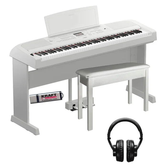 Yamaha DGX-670 Portable Grand Digital Piano – White COMPLETE HOME BUNDLE