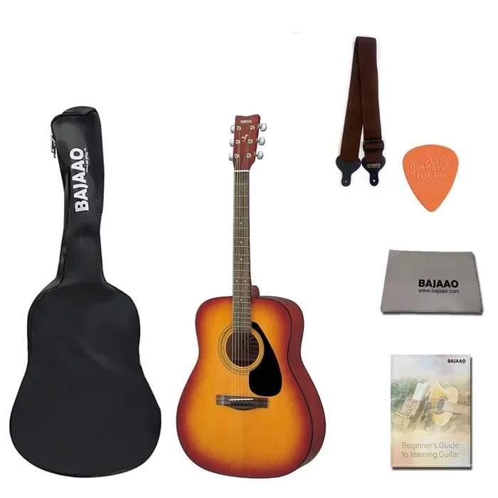 Yamaha F310 Acoustic Guitar with Dust Cover, Strap, Polishing Cloth, Picks & E book