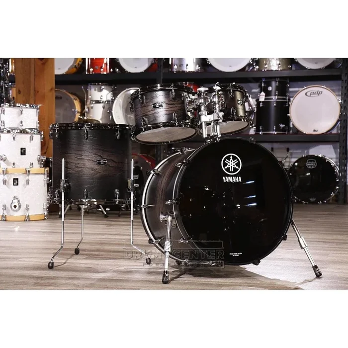 Yamaha Live Custom Hybrid Oak 4pc Drum Set w/20″BD Uzu Charcoal Sunburst