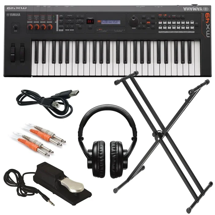 Yamaha MX49 Music Synthesizer – Black KEY ESSENTIALS BUNDLE