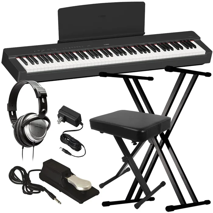 Yamaha P-225 Digital Piano – Black KEY ESSENTIALS BUNDLE