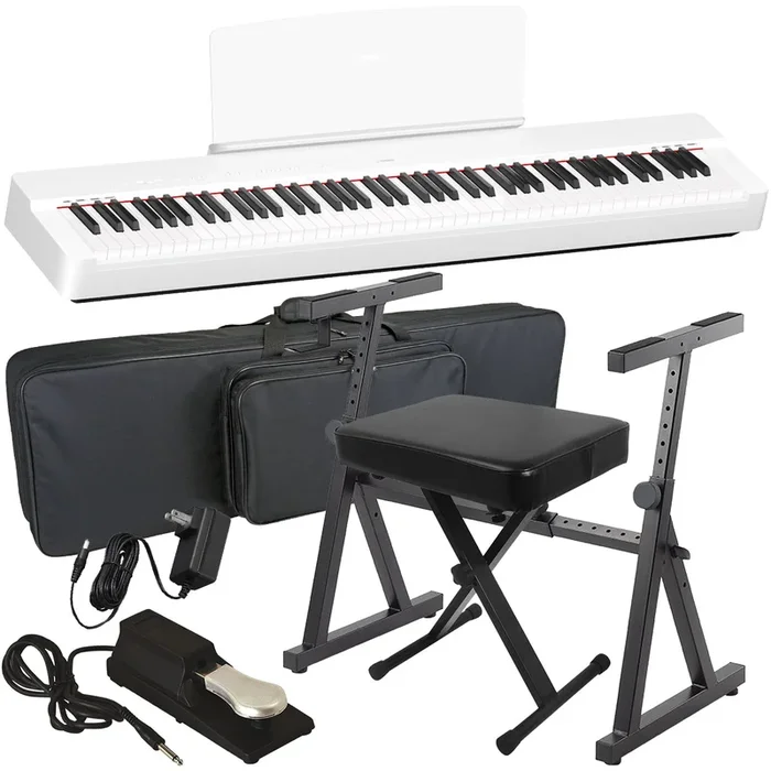 Yamaha P-225 Digital Piano – White STAGE ESSENTIALS BUNDLE