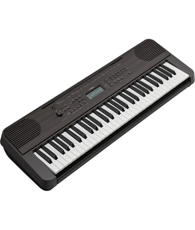 Yamaha PSR-E360 61-Key Touch Sensitive Portable Keyboard with Power Supply – Dark Walnut