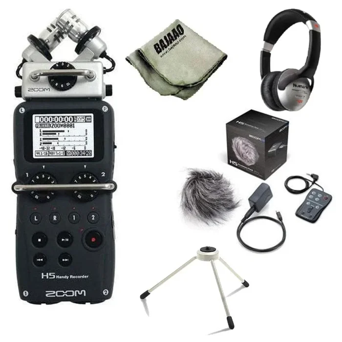 Zoom H5 Handy Recorder With APH-5 Accessory Pack, Headphone, Tripod Stand and Polishing Cloth